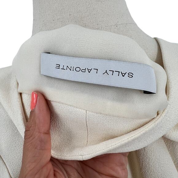 Sally Lapointe Womens Open Front Jacket Blazer 3/4 Sleeve Ivory White - Picture 8 of 9